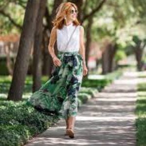 NEW!  Ann Taylor Factory Palm Leaf Tropical Tiered Ruffle Maxi Skirt - 10 - $109